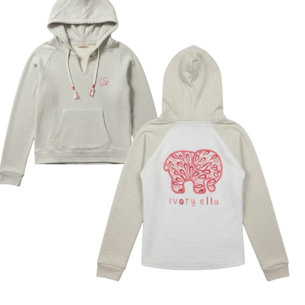 Ivory Ella Beaded & Embroidered Elephant Hoodie